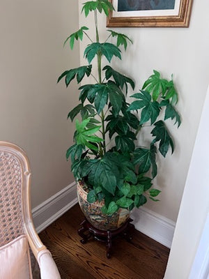 Faux Plant in Oriental Planter with Stand