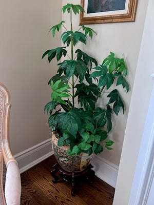 Faux Plant in Oriental Planter with Stand