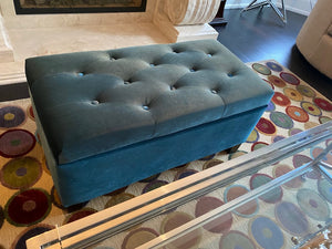 Blue Tufted Storage Bench