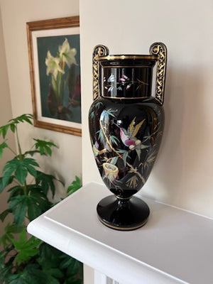 Pair of Black Porcelain Oriental Style Vases