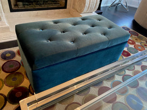 Blue Tufted Storage Bench