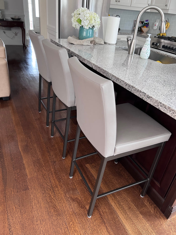 Set of 3 Amisco Fairfield Faux Leather Grey Counter Stools