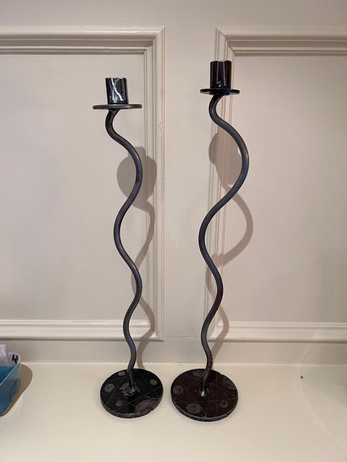 Pair of Metal Candle Holders