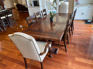 "Ralph Lauren" from ELTE Rustic Wood Kitchen Table, 6 Side Chairs, 2 Captain Chairs