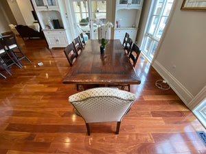 "Ralph Lauren" from ELTE Rustic Wood Kitchen Table, 6 Side Chairs, 2 Captain Chairs