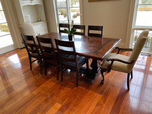 "Ralph Lauren" from ELTE Rustic Wood Kitchen Table, 6 Side Chairs, 2 Captain Chairs