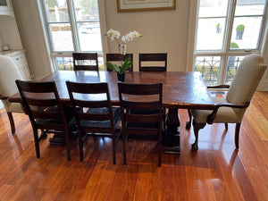 "Ralph Lauren" from ELTE Rustic Wood Kitchen Table, 6 Side Chairs, 2 Captain Chairs