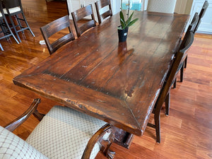 "Ralph Lauren" from ELTE Rustic Wood Kitchen Table, 6 Side Chairs, 2 Captain Chairs