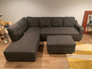 Grey Wayfair Sectional Sofa + Storage Ottoman (*BRAND NEW)