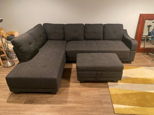 Grey Wayfair Sectional Sofa + Storage Ottoman (*BRAND NEW)