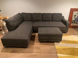 Grey Wayfair Sectional Sofa + Storage Ottoman (*BRAND NEW)