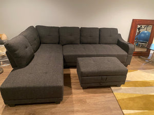 Grey Wayfair Sectional Sofa + Storage Ottoman (*BRAND NEW)