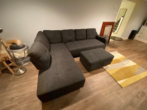 Grey Wayfair Sectional Sofa + Storage Ottoman (*BRAND NEW)