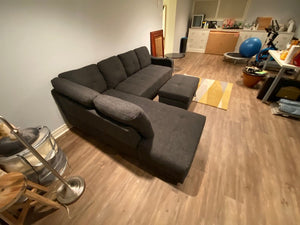 Grey Wayfair Sectional Sofa + Storage Ottoman (*BRAND NEW)