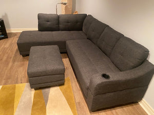 Grey Wayfair Sectional Sofa + Storage Ottoman (*BRAND NEW)