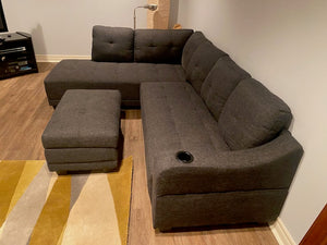 Grey Wayfair Sectional Sofa + Storage Ottoman (*BRAND NEW)