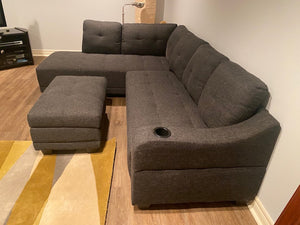 Grey Wayfair Sectional Sofa + Storage Ottoman (*BRAND NEW)