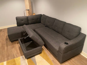 Grey Wayfair Sectional Sofa + Storage Ottoman (*BRAND NEW)