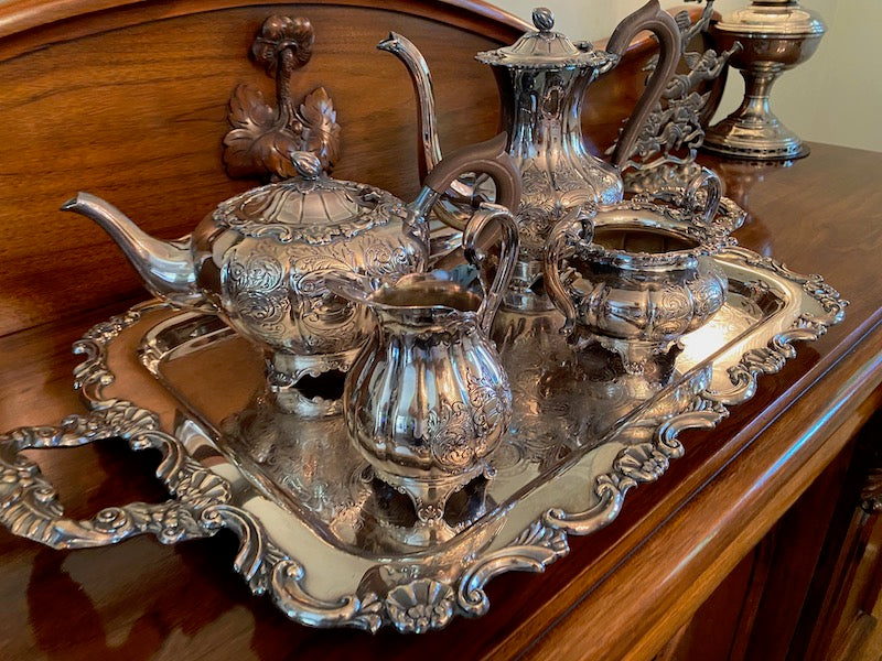 5 Piece Sheffield Reproduction Silver Plated Tea Set