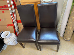 2 Brown Faux Leather Chairs