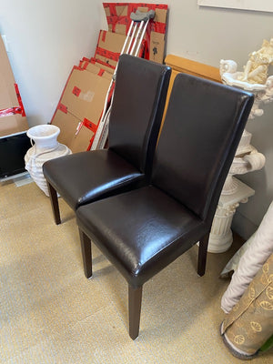 2 Brown Faux Leather Chairs