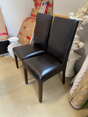 2 Brown Faux Leather Chairs