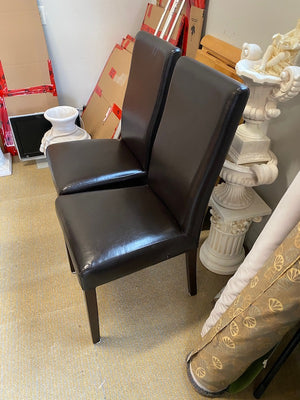2 Brown Faux Leather Chairs