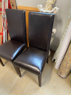 2 Brown Faux Leather Chairs