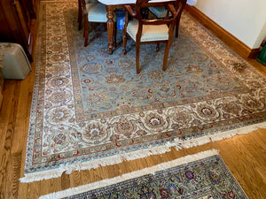 100% Wool Blue Rug- 9ft x 11ft