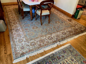 100% Wool Blue Rug- 9ft x 11ft