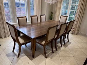 Custom Dining Table + 8 Chairs (Fabric from Restoration Hardware)