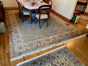 100% Wool Blue Rug- 9ft x 11ft