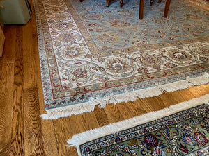 100% Wool Blue Rug- 9ft x 11ft