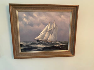 Oil Painting on Canvas- "Under Full Sail" by J. Knight
