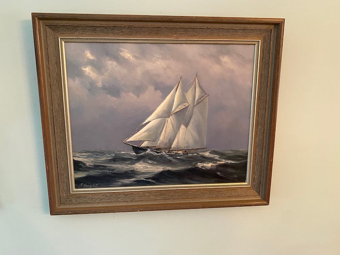 Oil Painting on Canvas- "Under Full Sail" by J. Knight