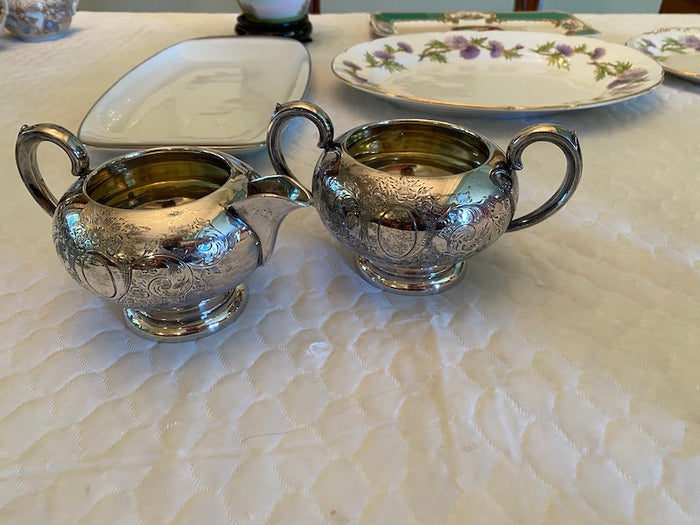 "Ellis Bros" Silver Plated Cream & Sugar