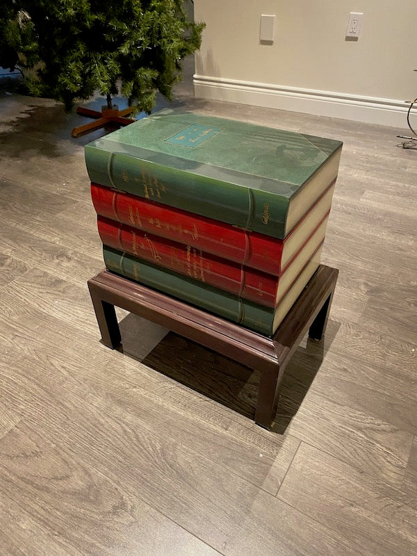 Stacked Books Side Table- "Maps of the Great Explorers"
