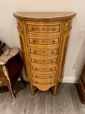 20th Century French Demilune Cabinet, 7 Drawers