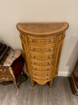 20th Century French Demilune Cabinet, 7 Drawers