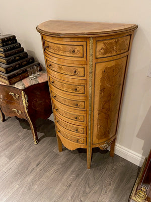 20th Century French Demilune Cabinet, 7 Drawers
