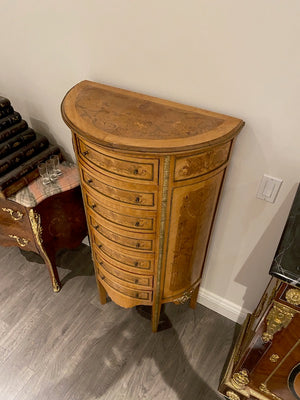20th Century French Demilune Cabinet, 7 Drawers