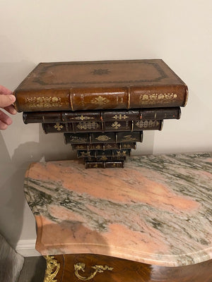 "Shaw-Pezzo" Reverse Stacked Leather Books- Decor (*2 available)