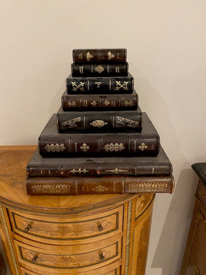 "Shaw-Pezzo" Reverse Stacked Leather Books- Decor (*2 available)