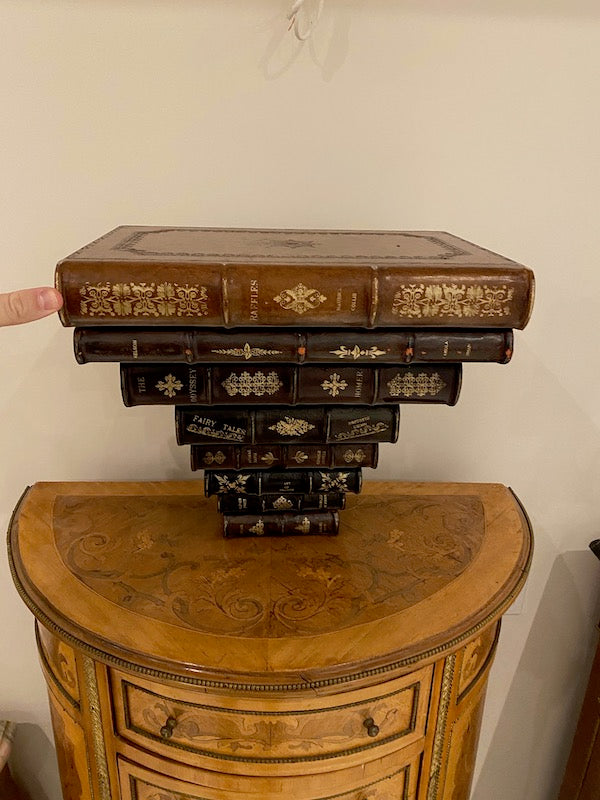 "Shaw-Pezzo" Reverse Stacked Leather Books- Decor (*2 available)