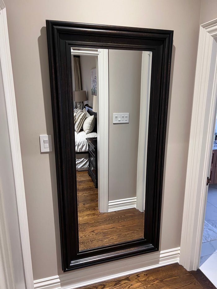 Large Full Length Deep Brown Wood Mirror