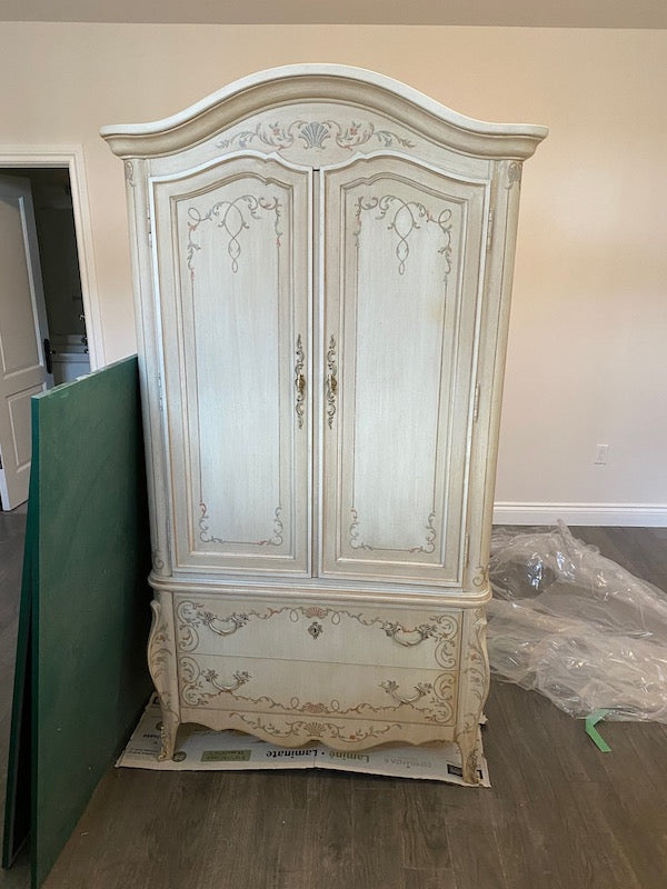 Drexel Heritage White Armoire with painted accents