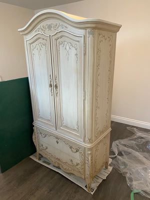Drexel Heritage White Armoire with painted accents