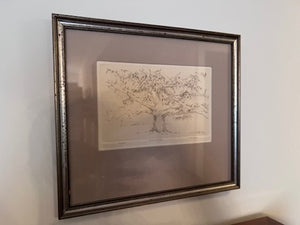 Etching titled "Ancient Oak" by J. Kasper