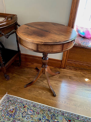 Antique Round Wood Table, Duncan Phyfe Feet