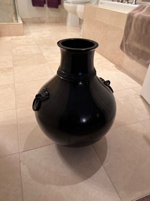 Black Metal Vase, Made in Japan- 17"h